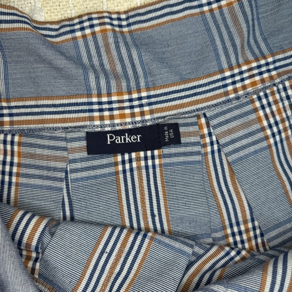 Parker blue orange and white plain pleated mini skirt size 3 made in USA - Picture 10 of 10